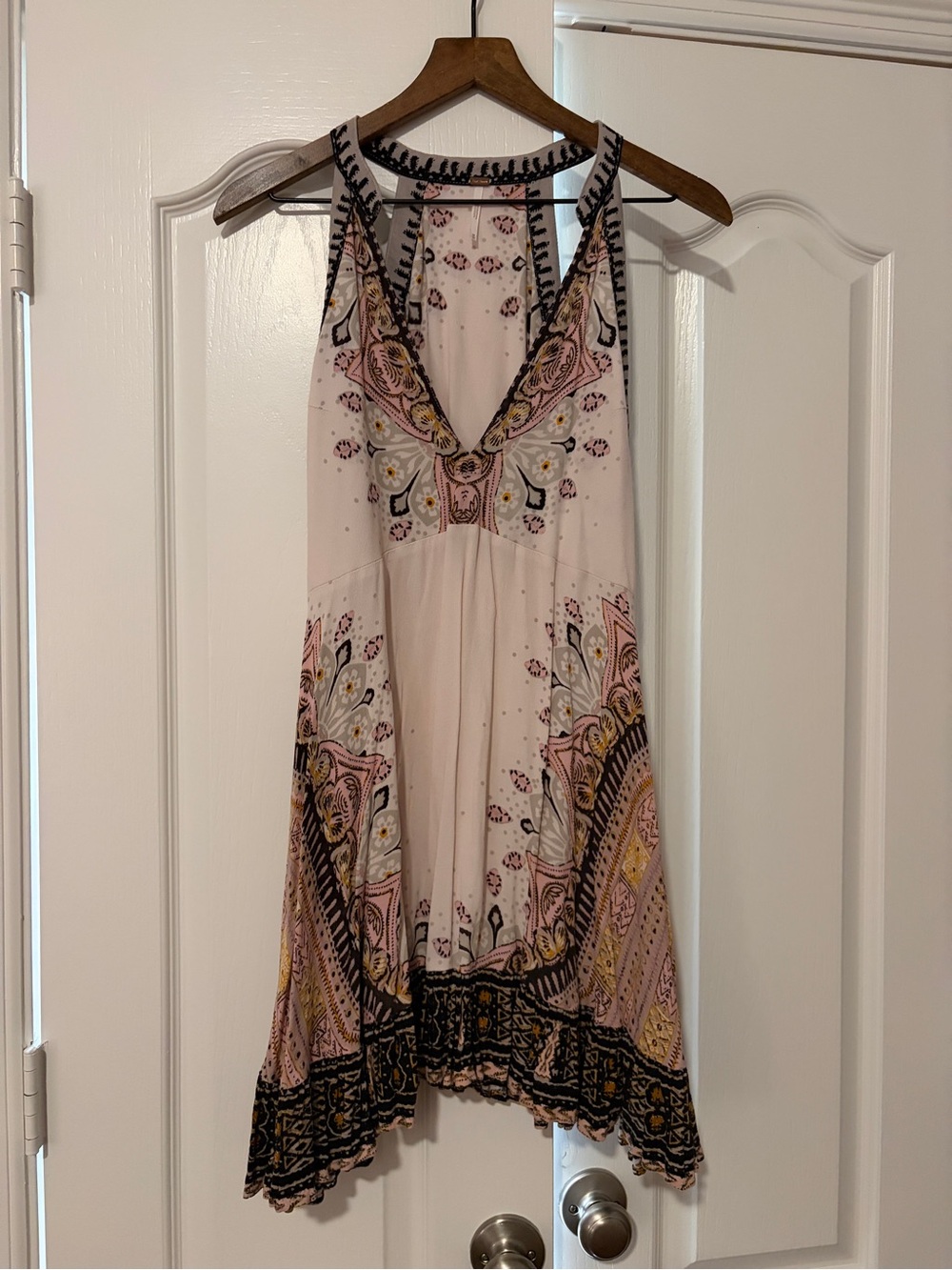 Free People Pink Floral-Print V-Neck Mini Dress
